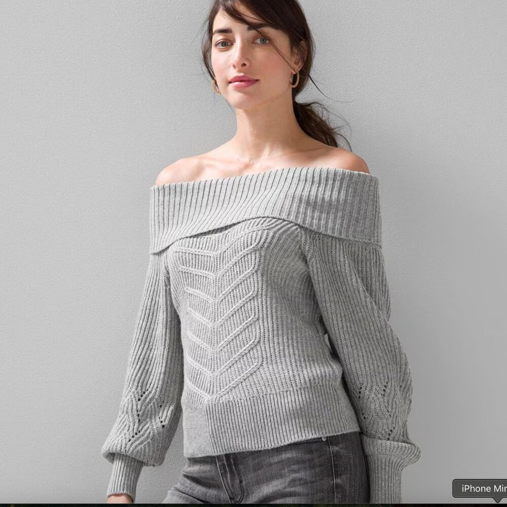 WHBM Off-the-Shoulder Cable Knit Sweater